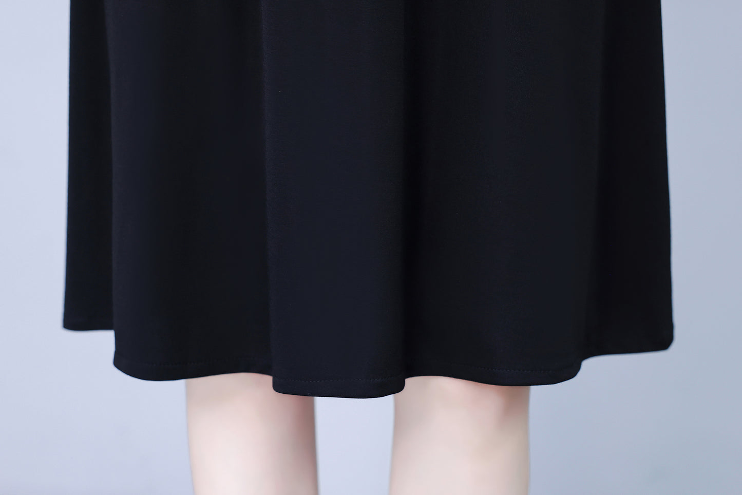 Women's V-Neck with Pockets Long Sleeve Black Dress