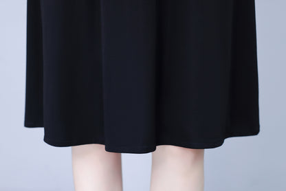 Women's V-Neck with Pockets Long Sleeve Black Dress