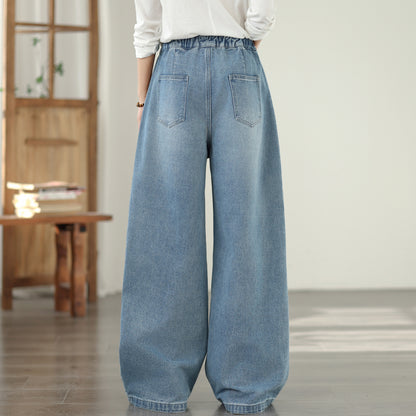 Women's Jeans Elastic Waist Baggy Wide Leg Pants