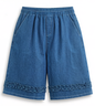 Lightweight Denim Culotte Shorts with Braided Hem