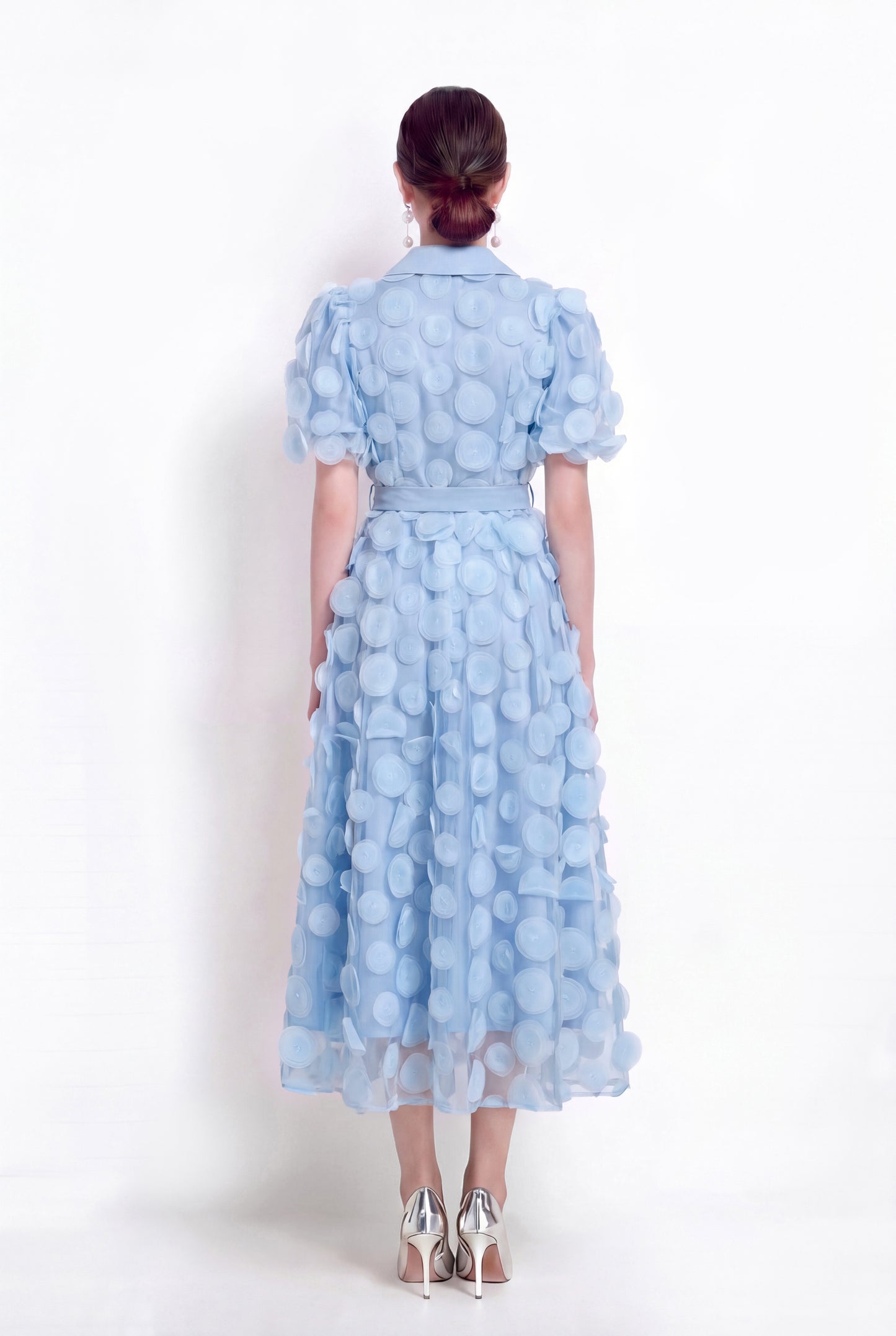 Blue 3D Floral Midi Dress