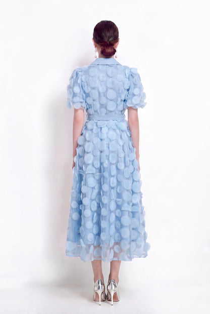 Blue 3D Floral Midi Dress