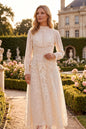 Elegant Embroidered Mesh Bead Trim Maxi Dress