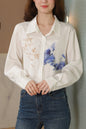 Women's Collared Floral Print Shirt Blouse Tops