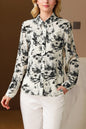 Women's Collared Floral Print Shirt Blouse Tops