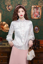 Women's Silk Satin Top Embroidered  Jacquard Shirt