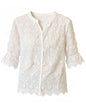 Floral Embroidered V-Neck Bell Sleeve Blouse