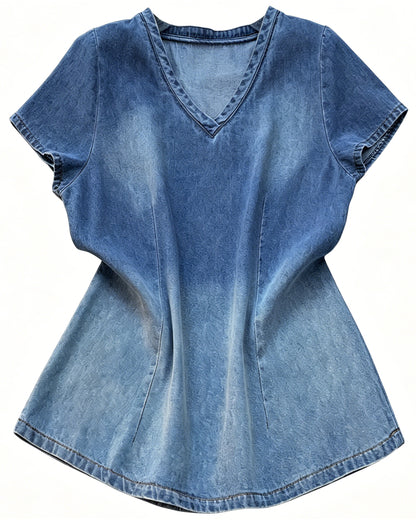Denim V-Neck Top | Relaxed Fit Everyday Essential