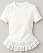 Lace Hem Ruched Tee – Ivory White