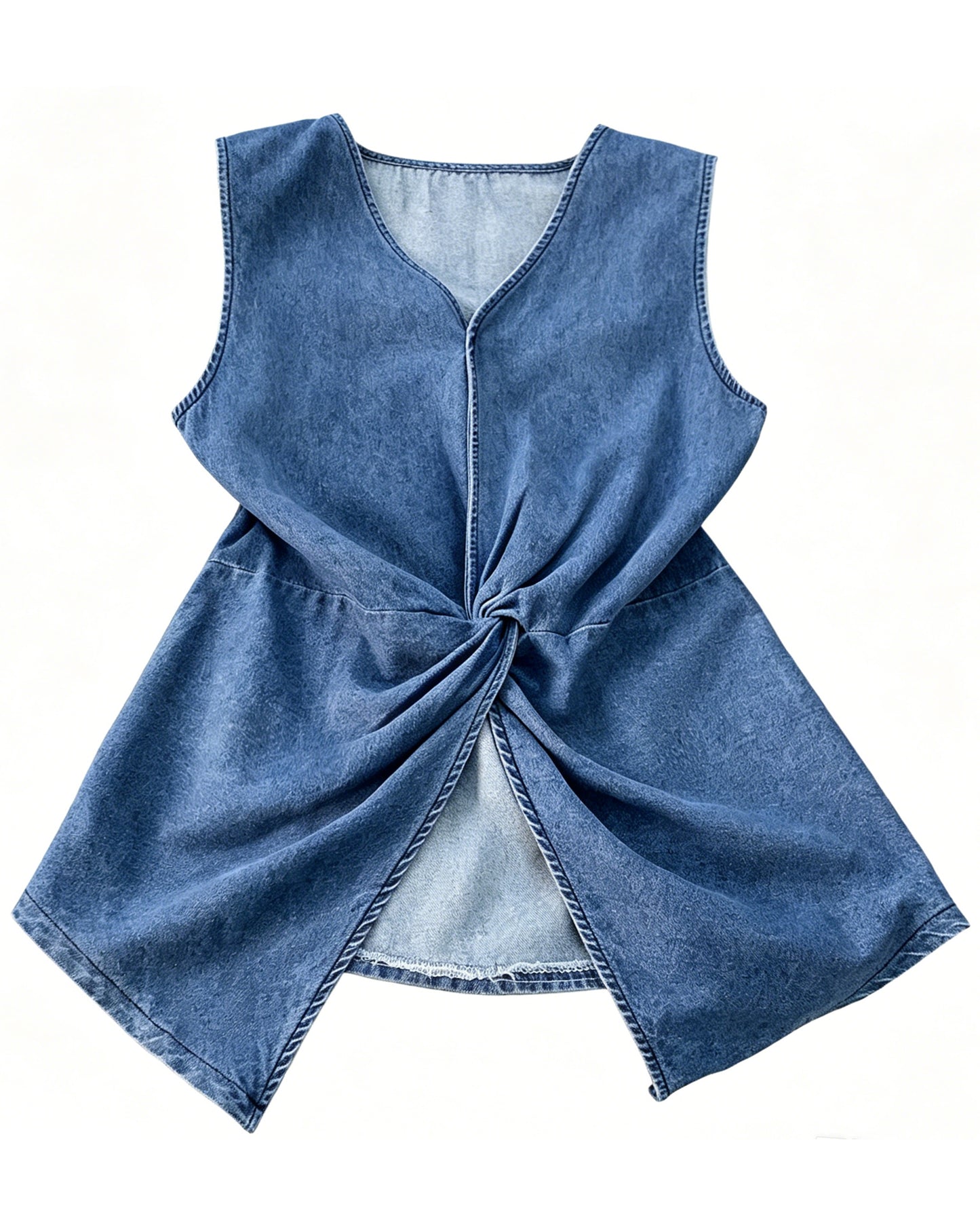 Twist Knot Denim Top | Effortless Waist-Defining Style
