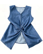 Twist Knot Denim Top | Effortless Waist-Defining Style