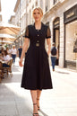 Women's Short Sleeve Pocket Work Office Suit Dress - LAI MENG FIVE CATS
