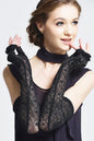 Women's Long Lace Fingerless Gloves Elbow Length Gloves