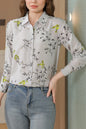 Women's Collared Floral Print Shirt Blouse Tops