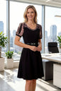 Women's Short Sleeve Pocket A-line Stretch Midi Dress - LAI MENG FIVE CATS