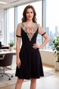 Women's Tie V-Neck Short Sleeve A-line Midi Dress