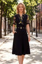 Women's Tie V-Neck Short Sleeve Pocket Midi Dress