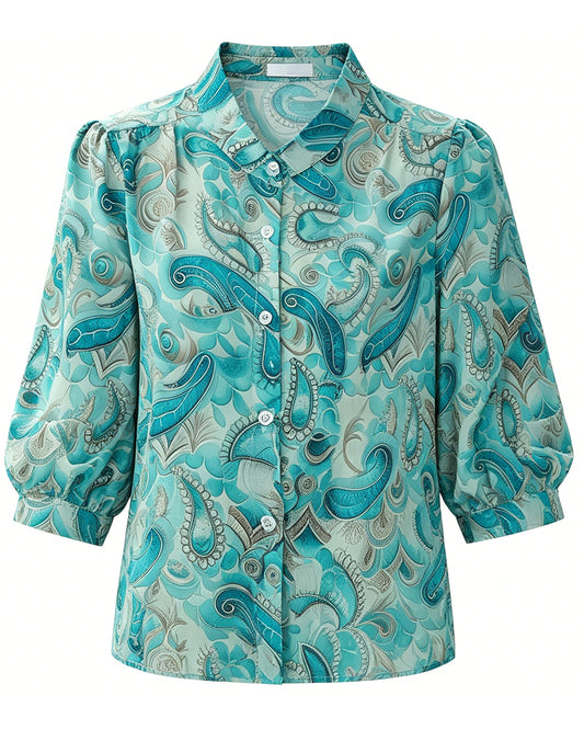 Paisley Art Print Blouse – Lightweight Gallery Collection Shirt