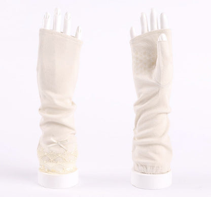 GL10-Women's Lace Bowknot Fingerless Gloves