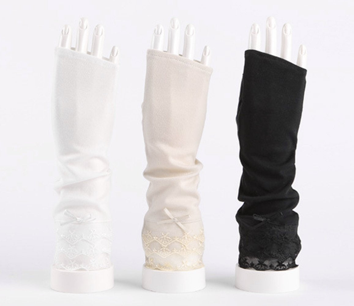 GL10-Women's Lace Bowknot Fingerless Gloves