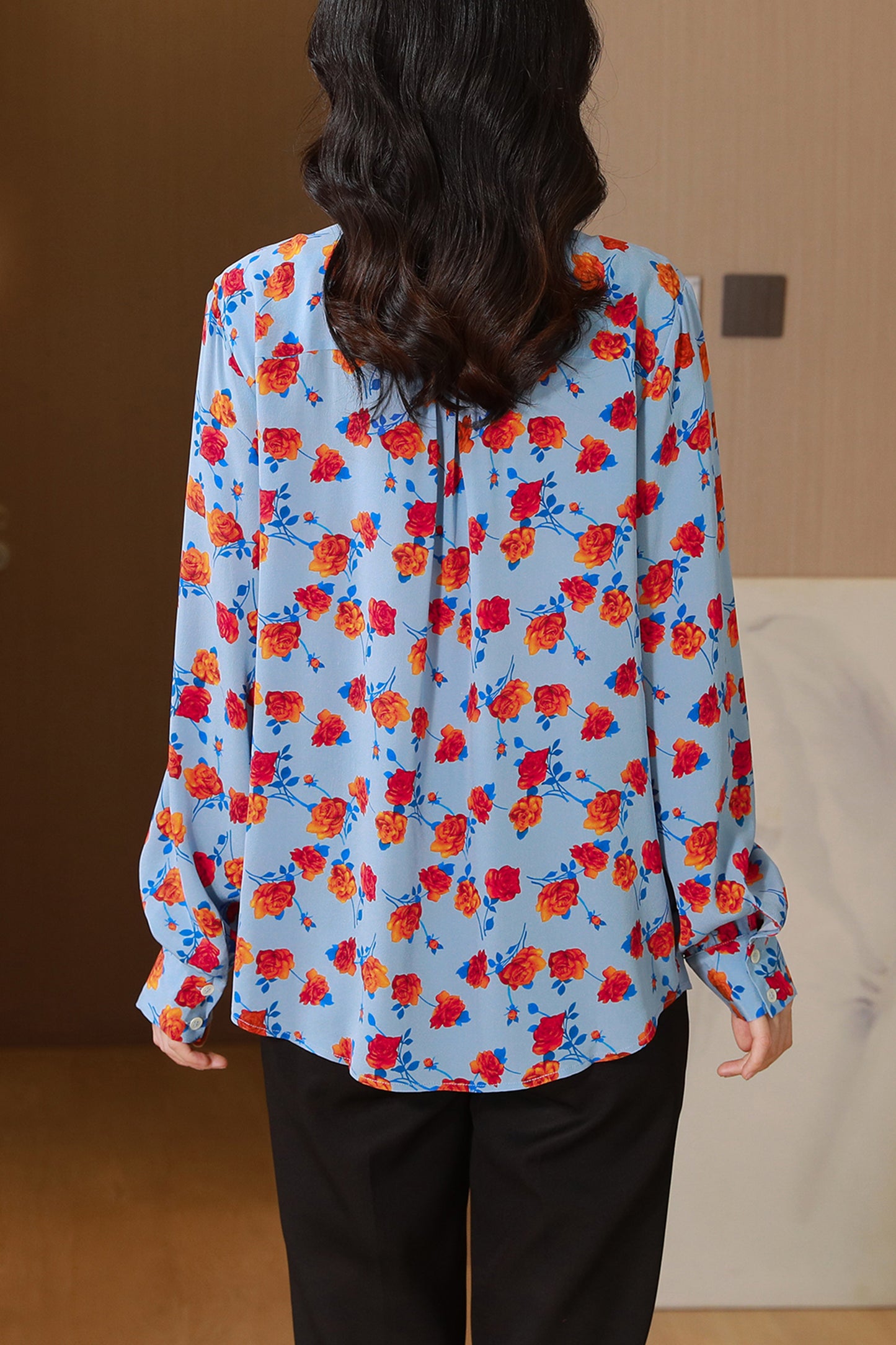 Women's Collared Floral Print Shirt Blouse Tops