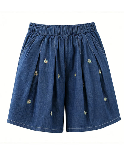 Women's High Waisted Baggy Jean Wide Leg Denim Shorts