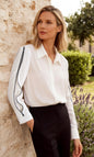 Women's Lapel Collar Long Sleeve Casual Button Blouse - LAI MENG FIVE CATS