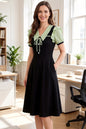 26-Women's Lapel V-Neck  Pockets Midi Dress