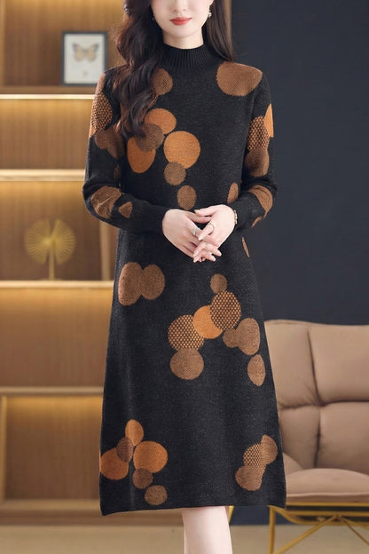 Women's Turtleneck Long Sleeve Knit Sweater Dress