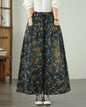 Floral Print Wide Leg Drawstring Denim Pants | Relaxed Fit