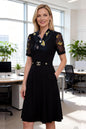 Women's Tie V-Neck Short Sleeve Pocket Midi Dress - LAI MENG FIVE CATS