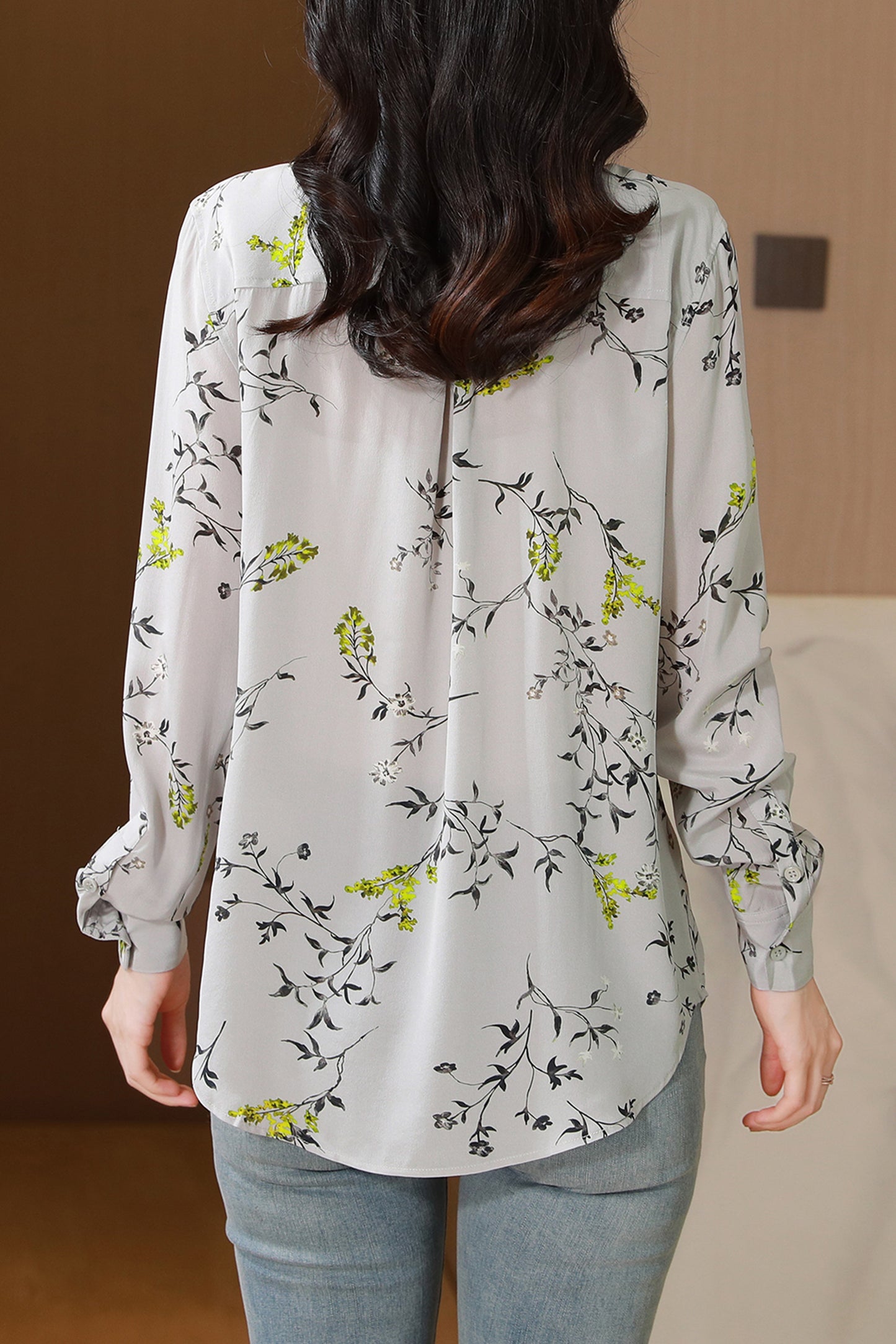 Women's Collared Floral Print Shirt Blouse Tops