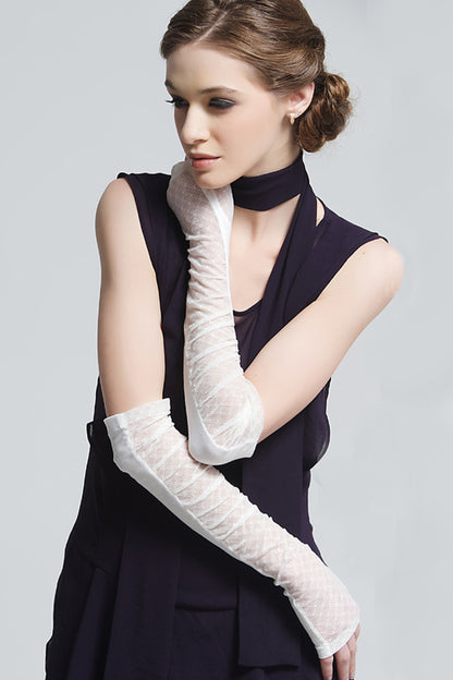 Women's Long Lace Fingerless Gloves Elbow Length Gloves