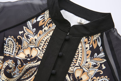 26-Women's Puff Sleeves Floral Print Button Maxi Dress