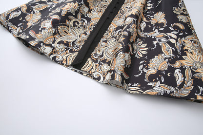 26-Women's Puff Sleeves Floral Print Button Maxi Dress