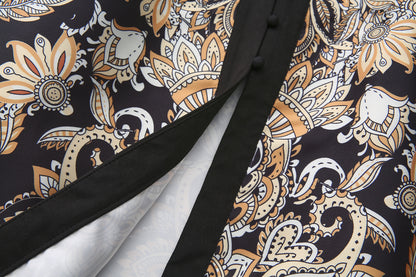 26-Women's Puff Sleeves Floral Print Button Maxi Dress