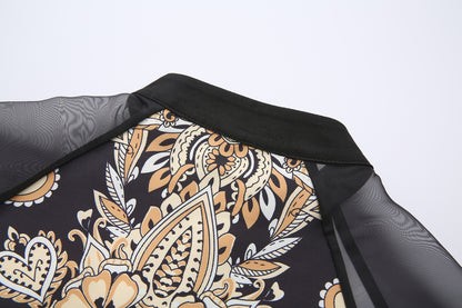 26-Women's Puff Sleeves Floral Print Button Maxi Dress