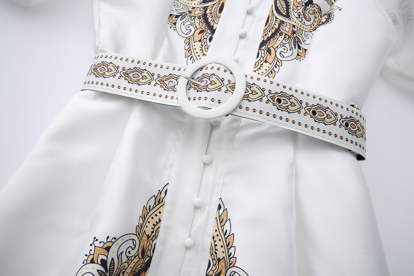 26-Women's Puff Sleeves Floral Print Button Maxi Dress