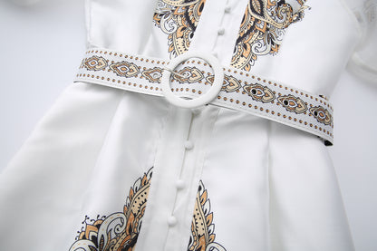 26-Women's Puff Sleeves Floral Print Button Maxi Dress