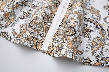 26-Women's Puff Sleeves Floral Print Button Maxi Dress