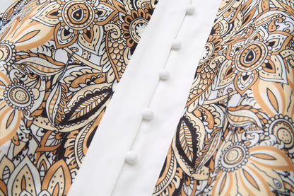 26-Women's Puff Sleeves Floral Print Button Maxi Dress