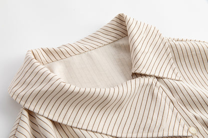 Women’s Pinstripe Asymmetrical Collar Button-Up Shirt