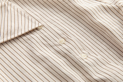 Women’s Pinstripe Asymmetrical Collar Button-Up Shirt
