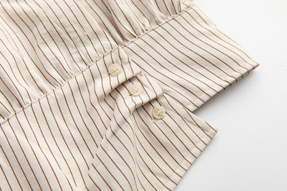 Women’s Pinstripe Asymmetrical Collar Button-Up Shirt