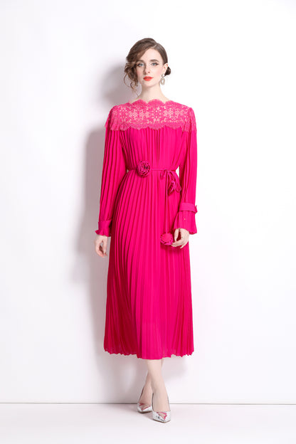 Bell Sleeves Lace Flowy Maxi Dress