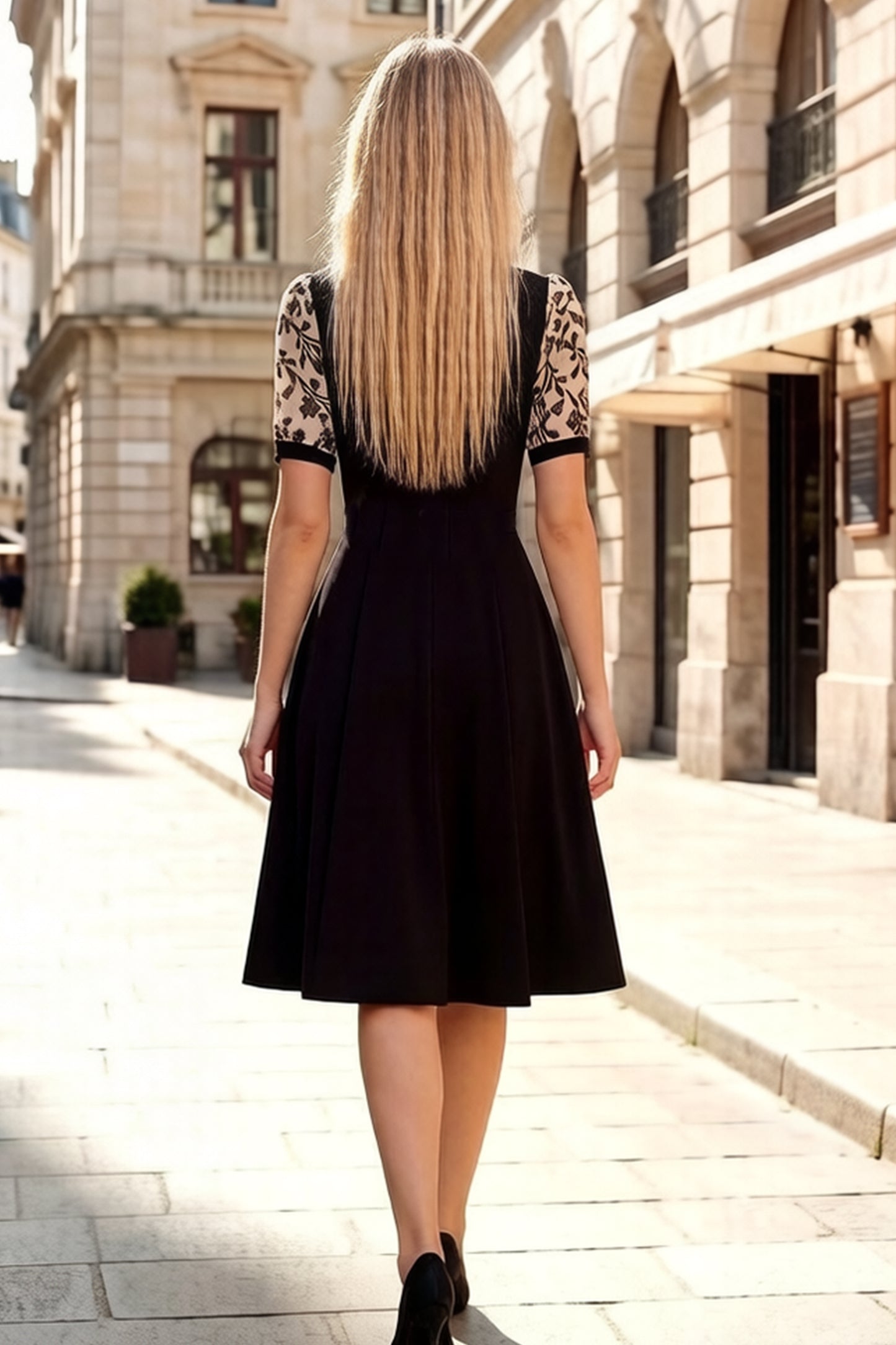 Women's Tie V-Neck Short Sleeve Pocket Midi Dress