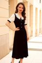 Women's Peter Pan Collar Short Sleeve A-line Midi Dress - LAI MENG FIVE CATS