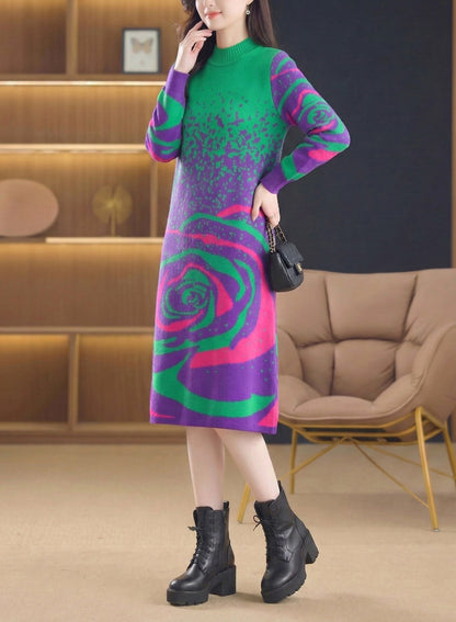 Women's Turtleneck Long Sleeve Knit Sweater Dress