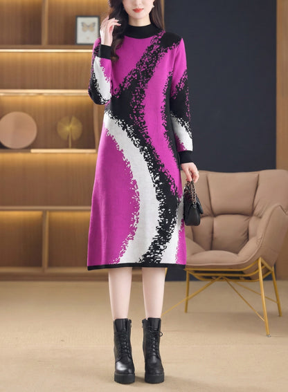 Women's Turtleneck Long Sleeve Knit Sweater Dress