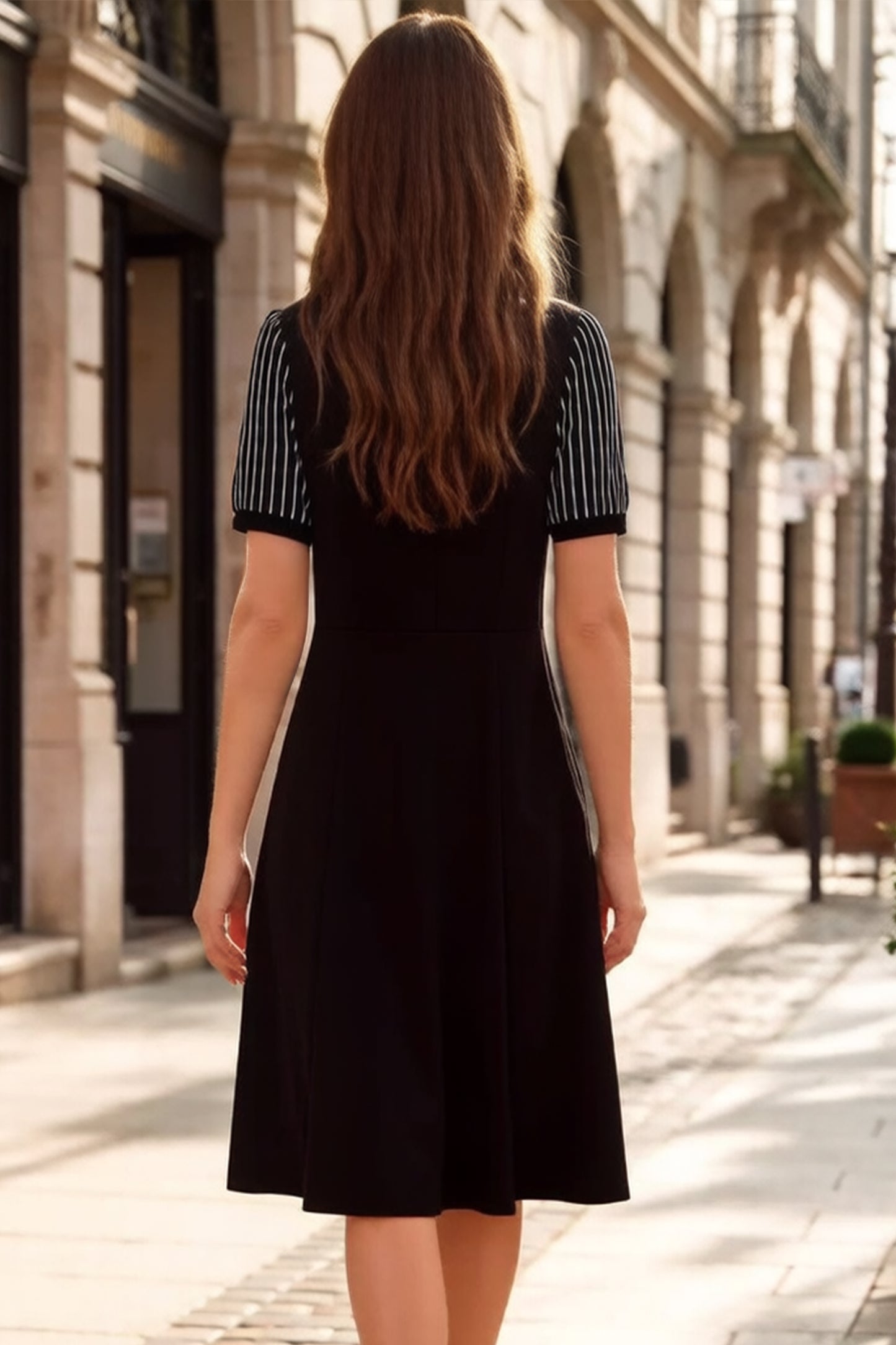Women's Tie V-Neck Short Sleeve Pocket Midi Dress